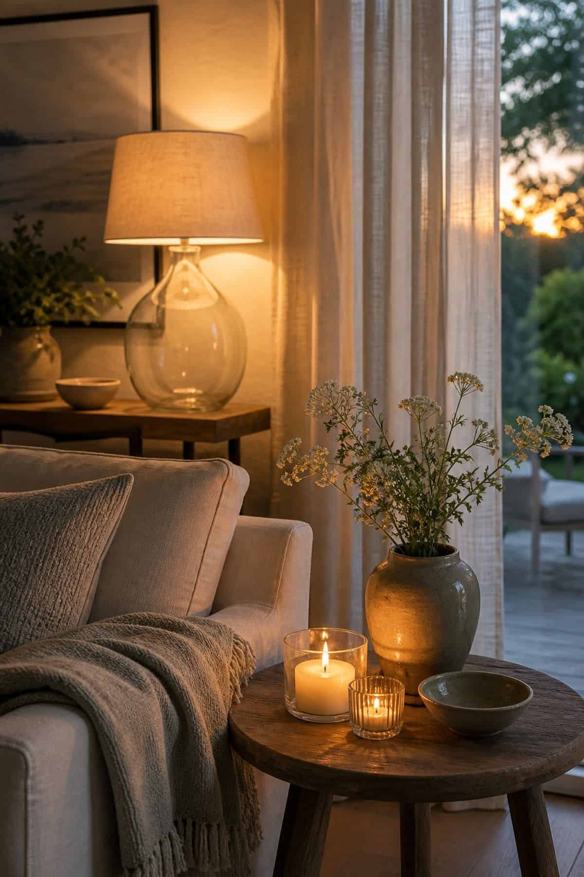 Evening Glow Routine shown as a realistic Pretty Wild World image for 20 Summer Home Decor Ideas for a Light Breezy Refresh.