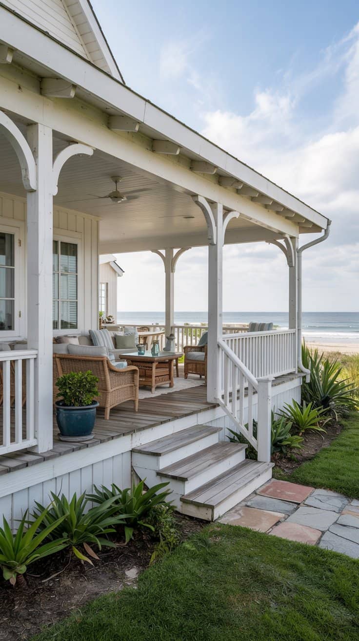 Explore coastal home exterior ideas that enhance your home's curb appeal with natural materials, light colors, and nautical accents for a serene coastal vibe.