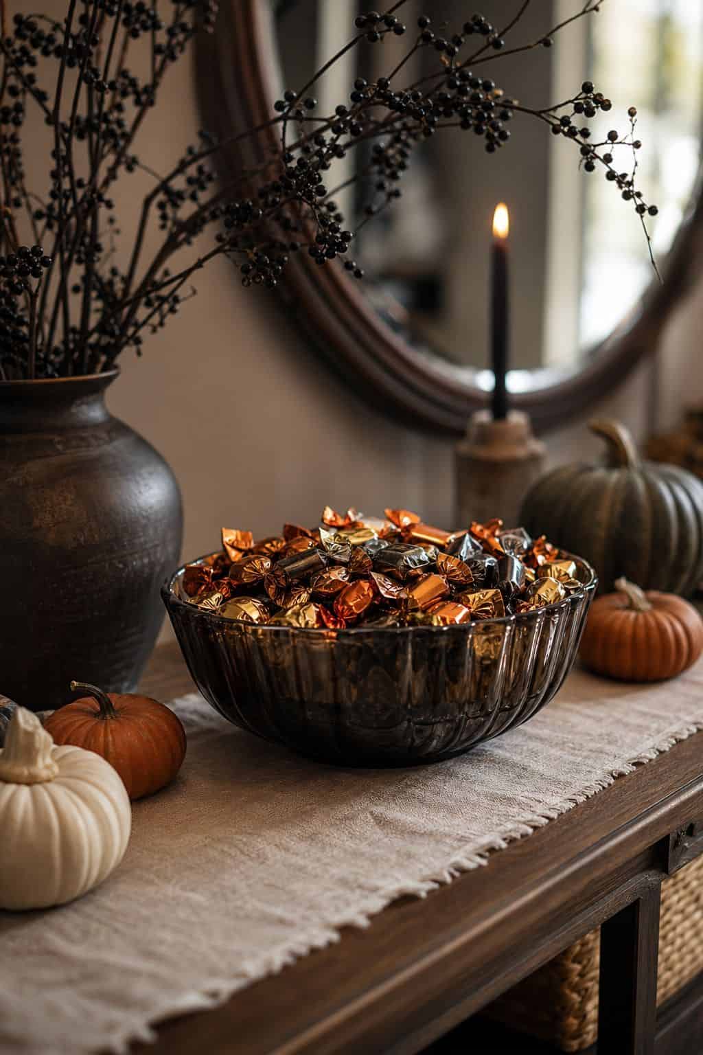 Candy Bowl That Looks Good shown as a realistic Pretty Wild World image for 20 Halloween Decor Ideas for a Spooky Stylish Home.