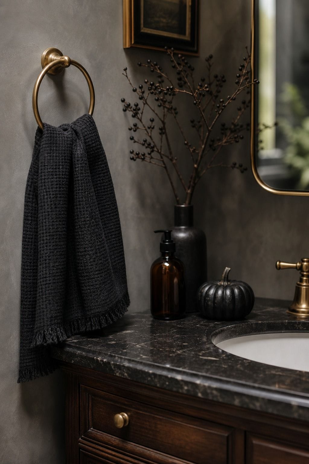 Bathroom Hand Towel shown as a realistic Pretty Wild World image for 20 Halloween Decor Ideas for a Spooky Stylish Home.