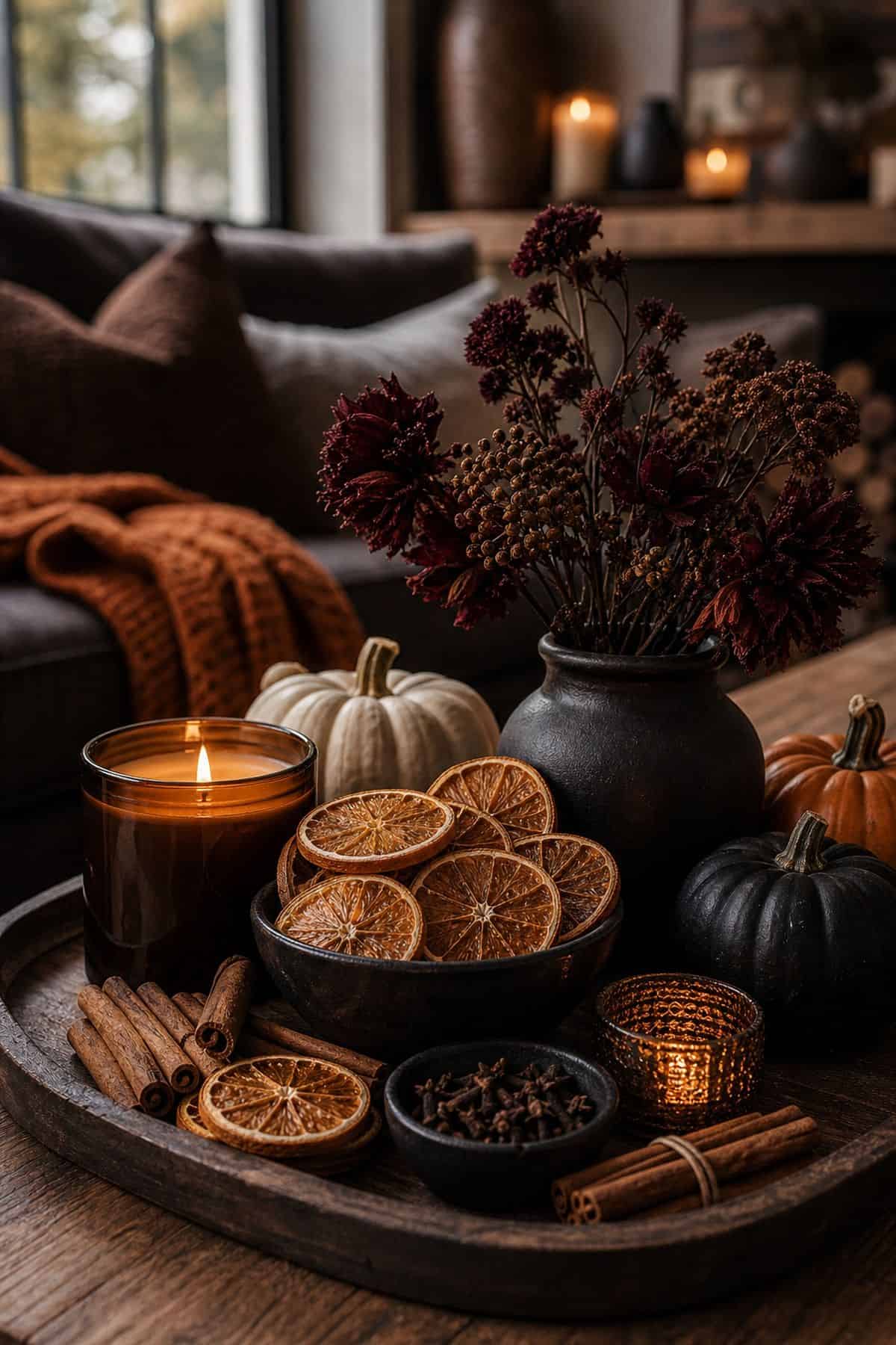 October Scent Layer shown as a realistic Pretty Wild World image for 18 Halloween Living Room Decor Ideas for a Cozy Spooky Night.