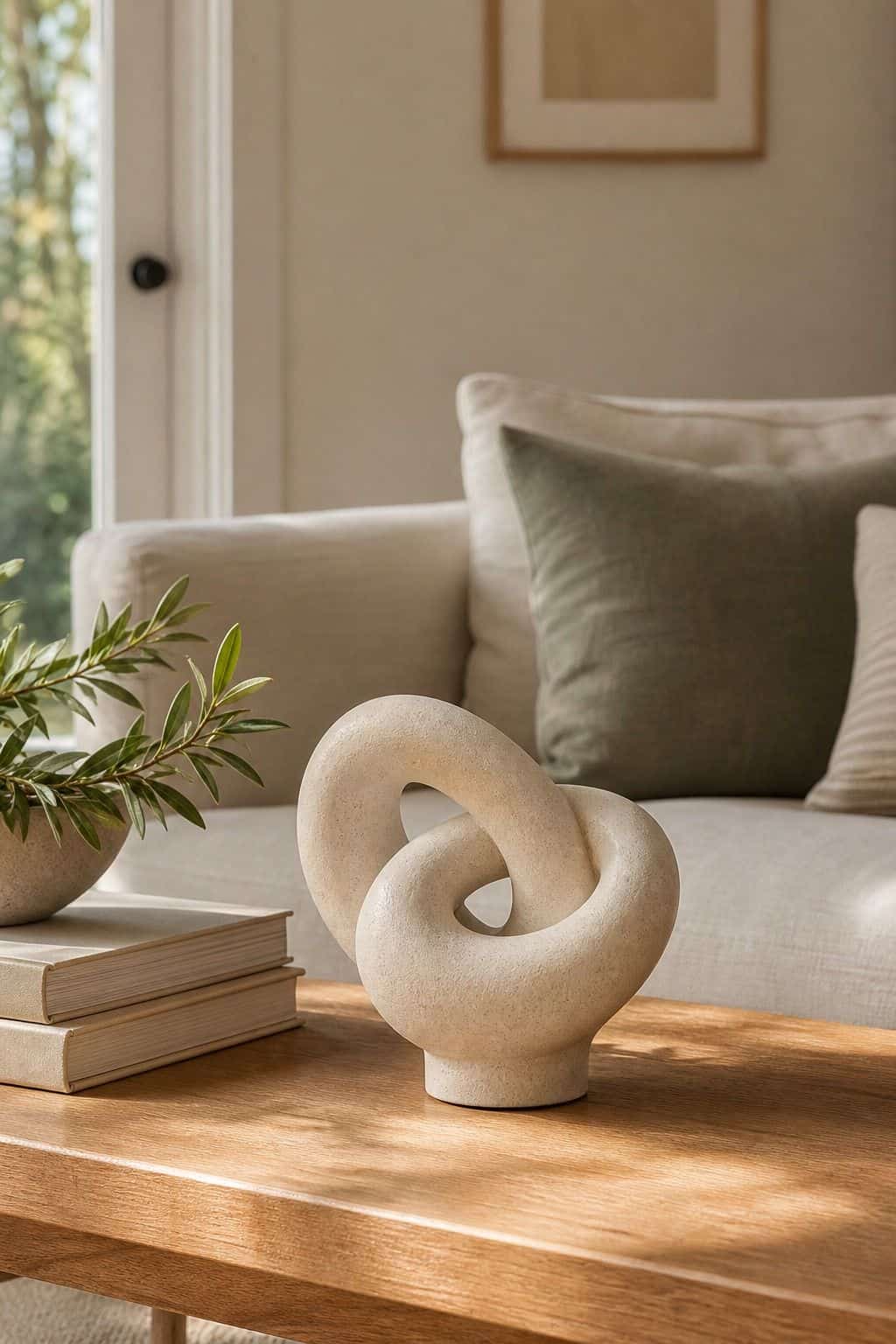 One Sculptural Object shown as a realistic Pretty Wild World image for 15 Summer Coffee Table Decor Ideas for a Fresh Easy Living Room.