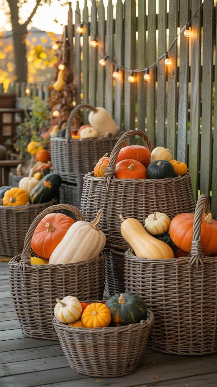 Transform your outdoor space with these fall patio decor ideas—pumpkin topiaries, lanterns, plaid throws, and more—to create a cozy autumn retreat you’ll love.