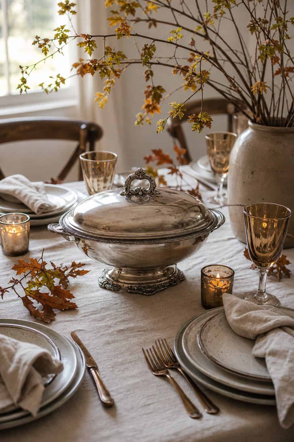 Pear and Fig Center shown as a realistic Pretty Wild World image for 19 Thanksgiving Centerpiece Ideas That Keep the Table Easy.