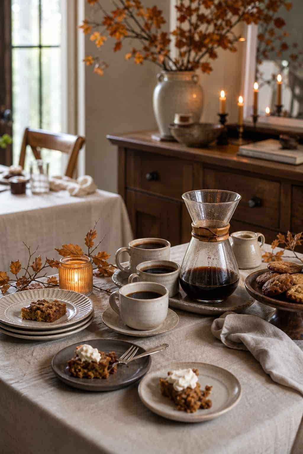 After-Dinner Candle Reset shown as a realistic Pretty Wild World image for 19 Thanksgiving Centerpiece Ideas That Keep the Table Easy.