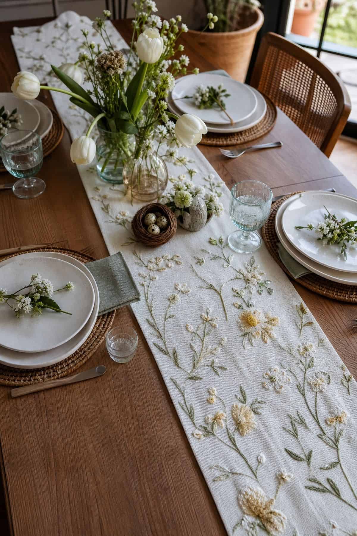 Fresh Dining Runner Easter home decor styled in a realistic spring interior.