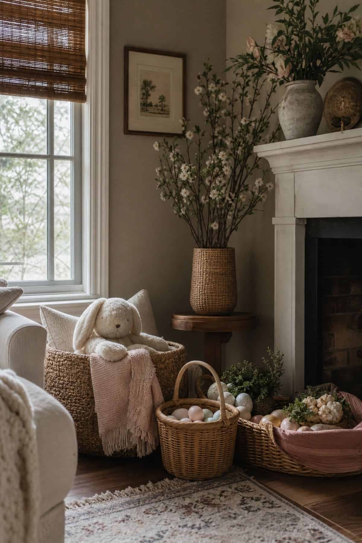 Kids-Friendly Corner Easter home decor styled in a realistic spring interior.