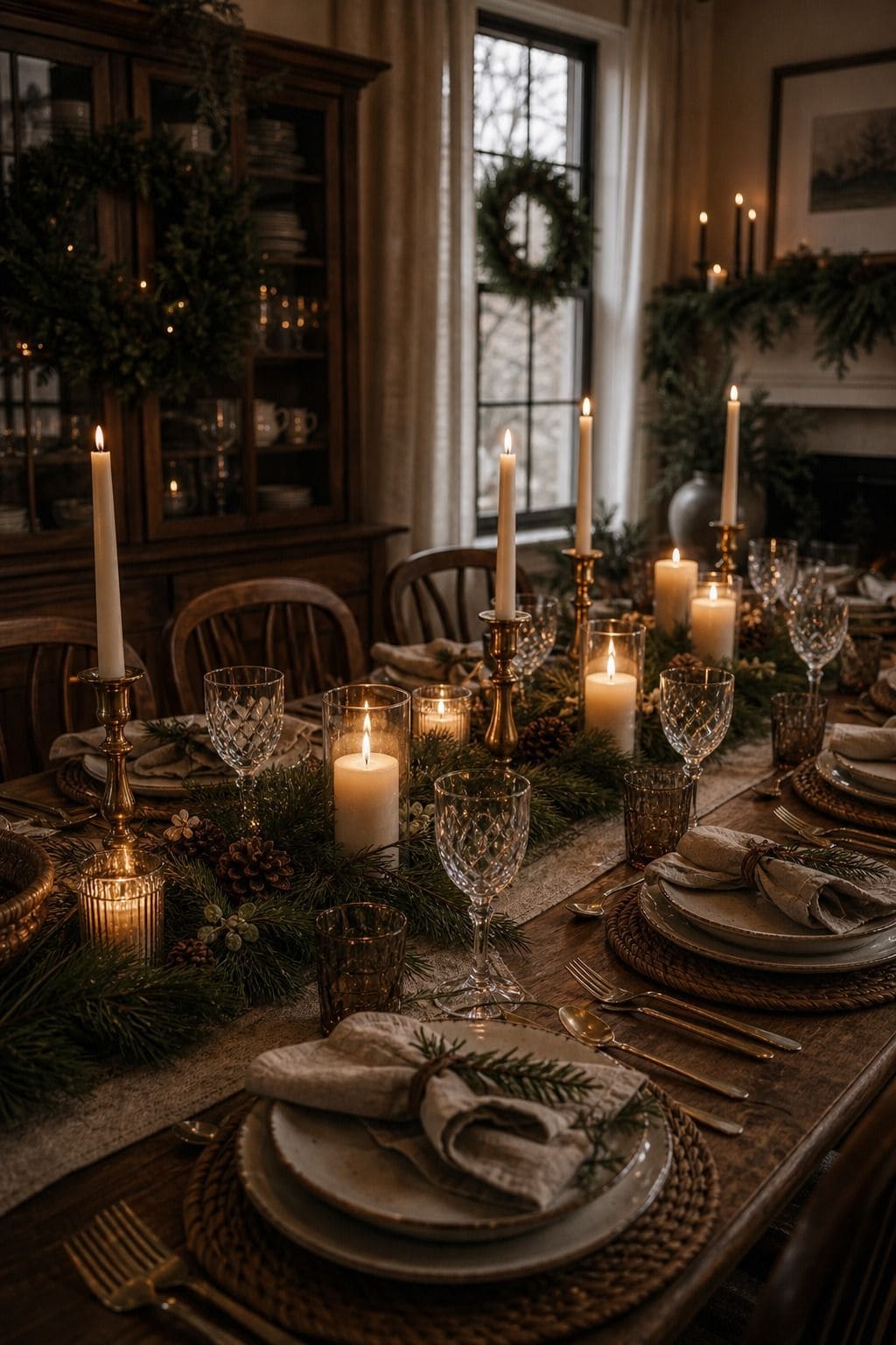 Cozy Christmas decor idea with dining table glow in a warm holiday home.