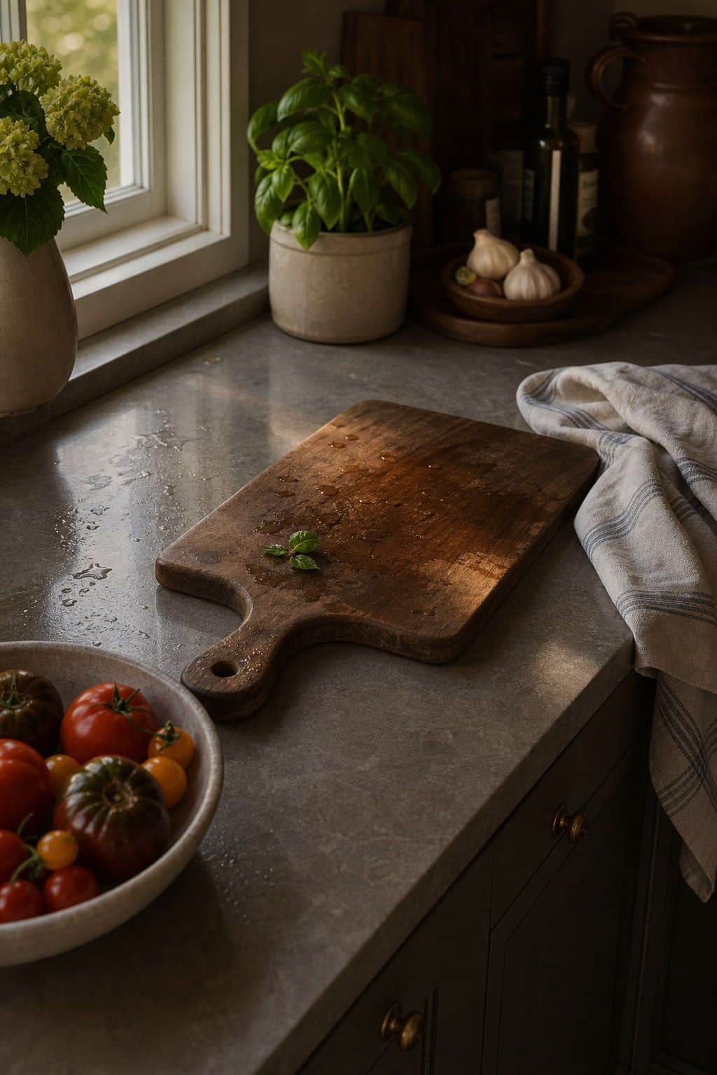 Summer kitchen decor with evening prep reset