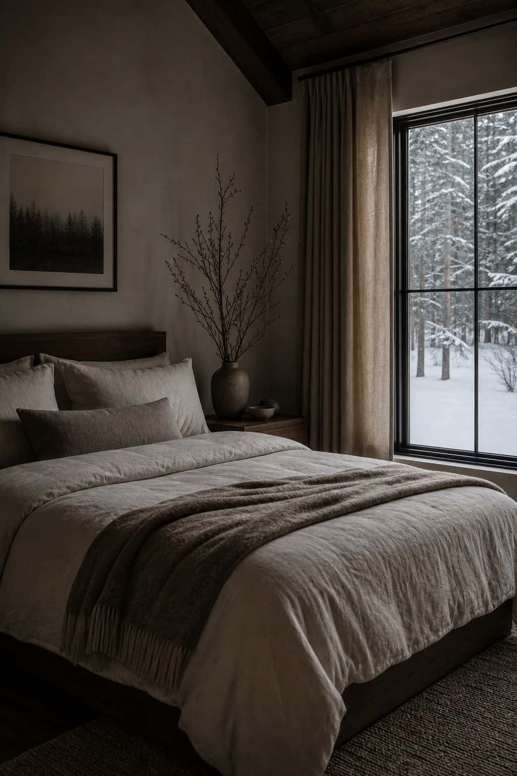 Winter bedroom decor idea with bedroom that sleeps better in a calm cozy bedroom.