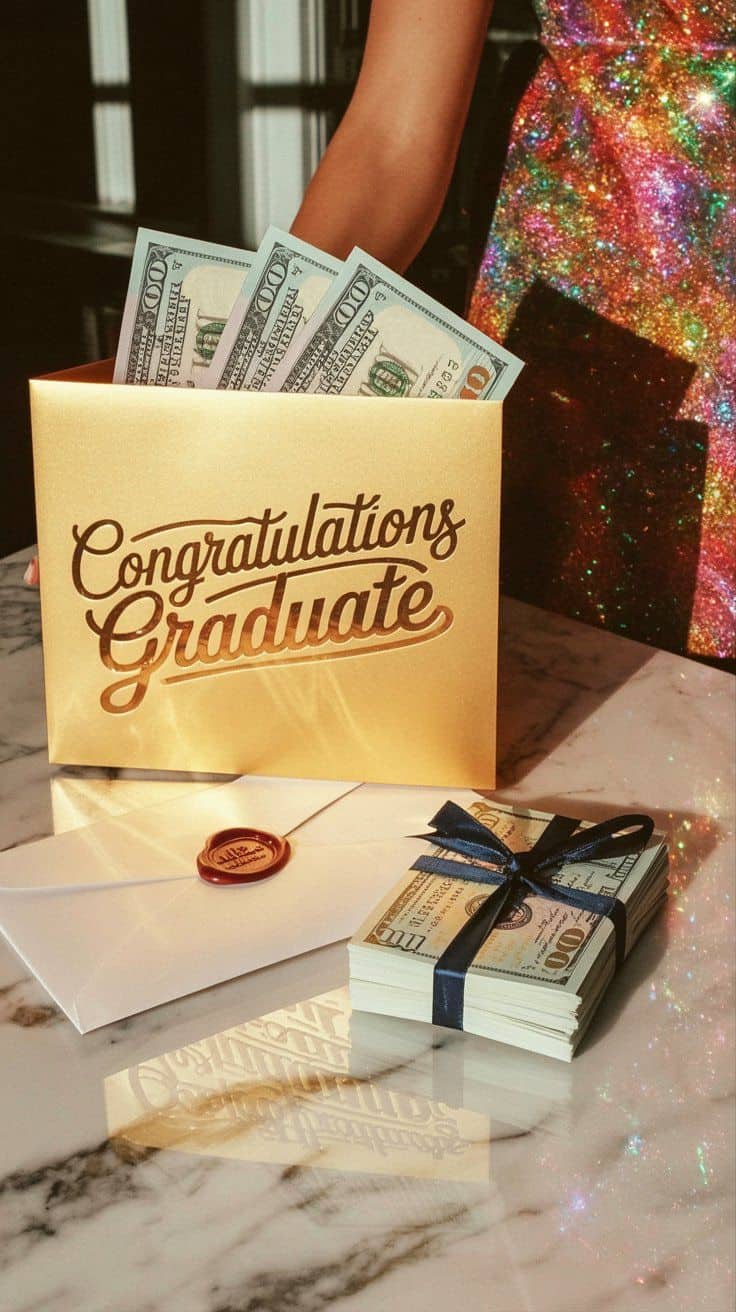 Congratulations graduate! Stack of $100 bills, a great graduation gift idea.