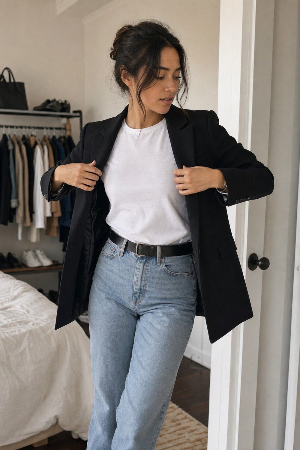 Black Blazer shown as a realistic Pretty Wild World image for 21 Basic Clothes Essentials That Make Getting Dressed Easier.