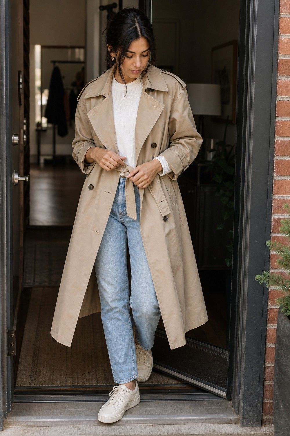 Trench Coat shown as a realistic Pretty Wild World image for 21 Basic Clothes Essentials That Make Getting Dressed Easier.