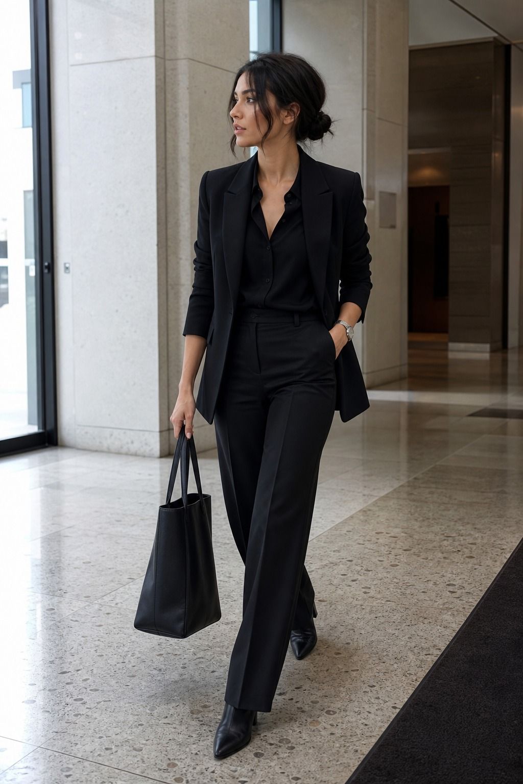 Office Friendly Clean Goth Outfit shown as a realistic Pretty Wild World image for 17 Clean Goth Outfit Ideas That Master the Minimalist Dark Aesthetic.