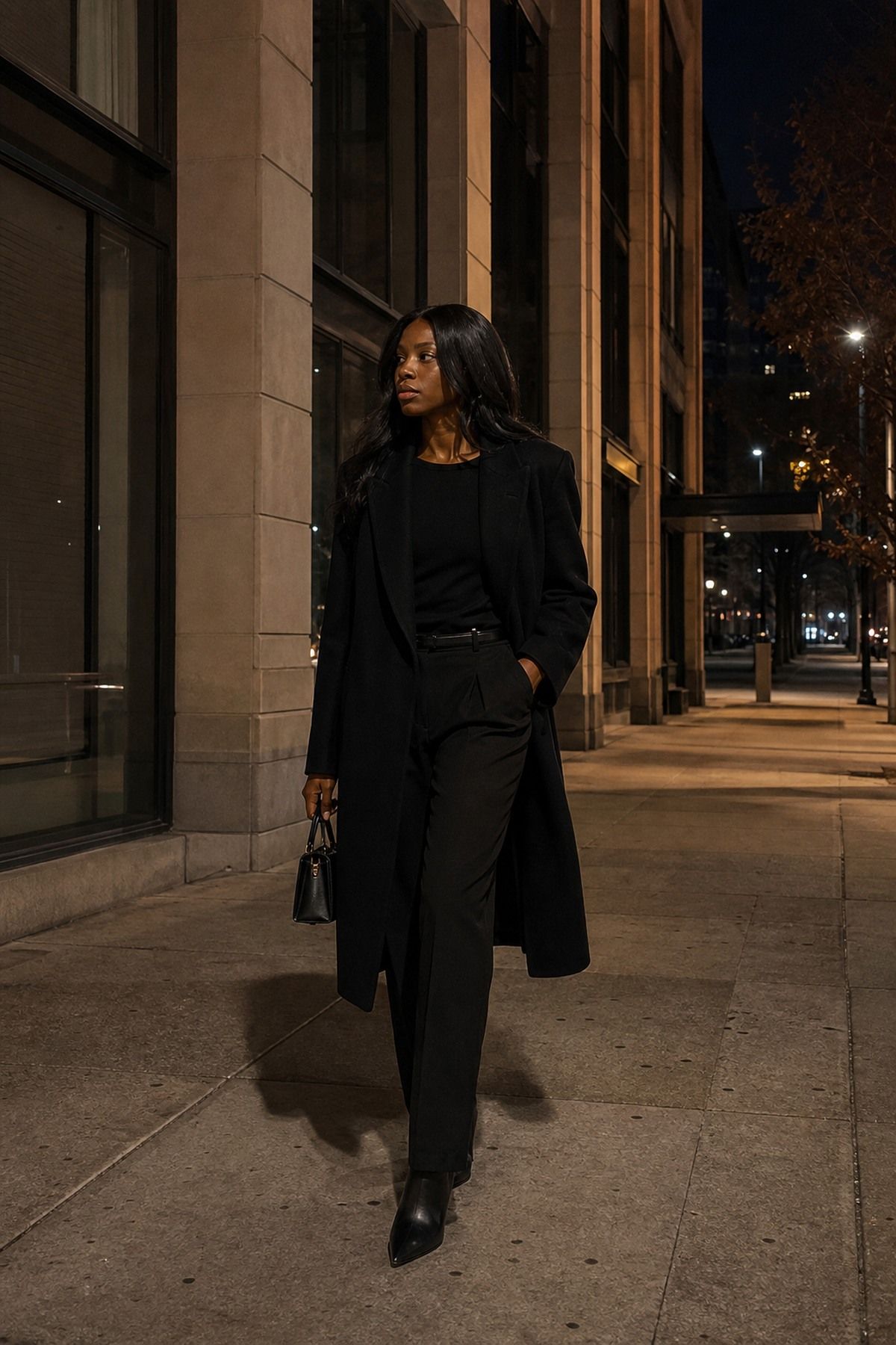 City Night Femme Fatale Look shown as a realistic Pretty Wild World image for 17 Femme Fatale Aesthetic Outfit Ideas with Mystery, Polish, and Allure.