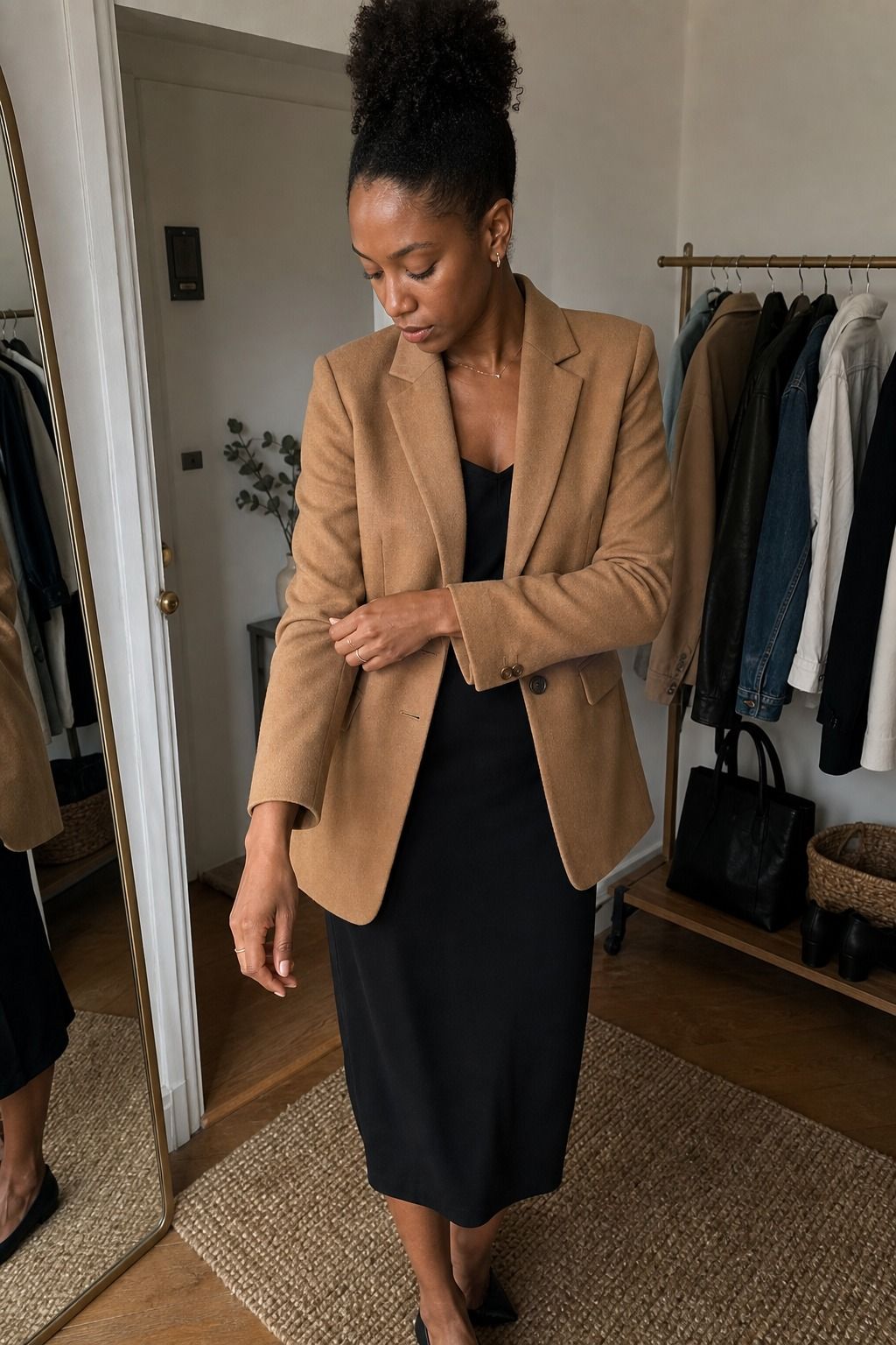 Add Structure with Jackets shown as a realistic Pretty Wild World image for 21 Steps for How to Build a Capsule Wardrobe That Actually Works for Your Life.