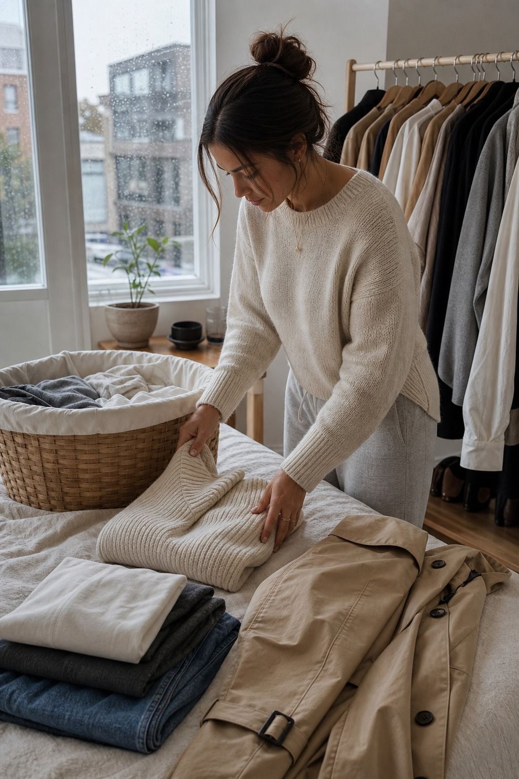 Plan for Weather and Laundry shown as a realistic Pretty Wild World image for 21 Steps for How to Build a Capsule Wardrobe That Actually Works for Your Life.