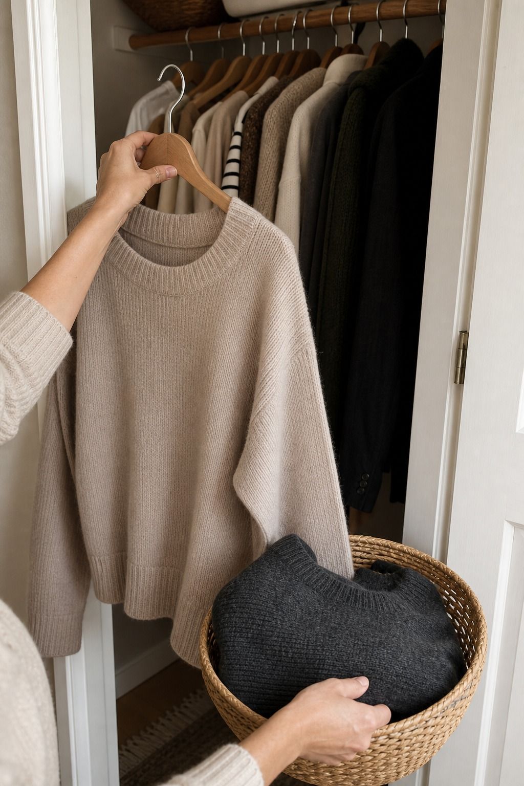 Set a One In One Out Rule shown as a realistic Pretty Wild World image for 21 Steps for How to Build a Capsule Wardrobe That Actually Works for Your Life.