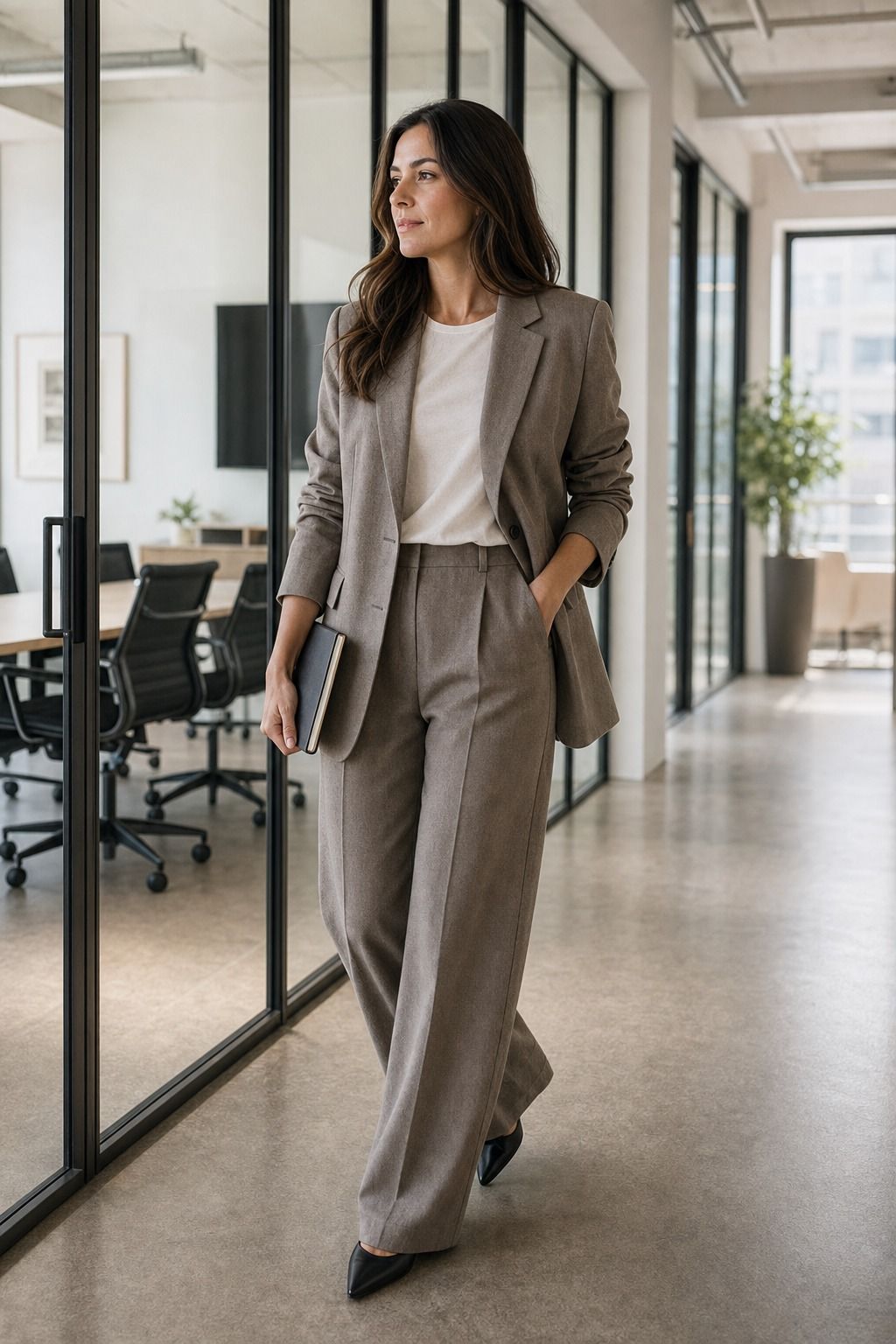 Relaxed Suit Set shown as a realistic Pretty Wild World image for 19 Office Capsule Wardrobe Pieces That Make Work Outfits Easier.