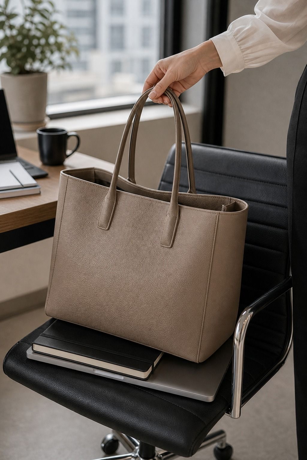 Structured Work Tote shown as a realistic Pretty Wild World image for 19 Office Capsule Wardrobe Pieces That Make Work Outfits Easier.