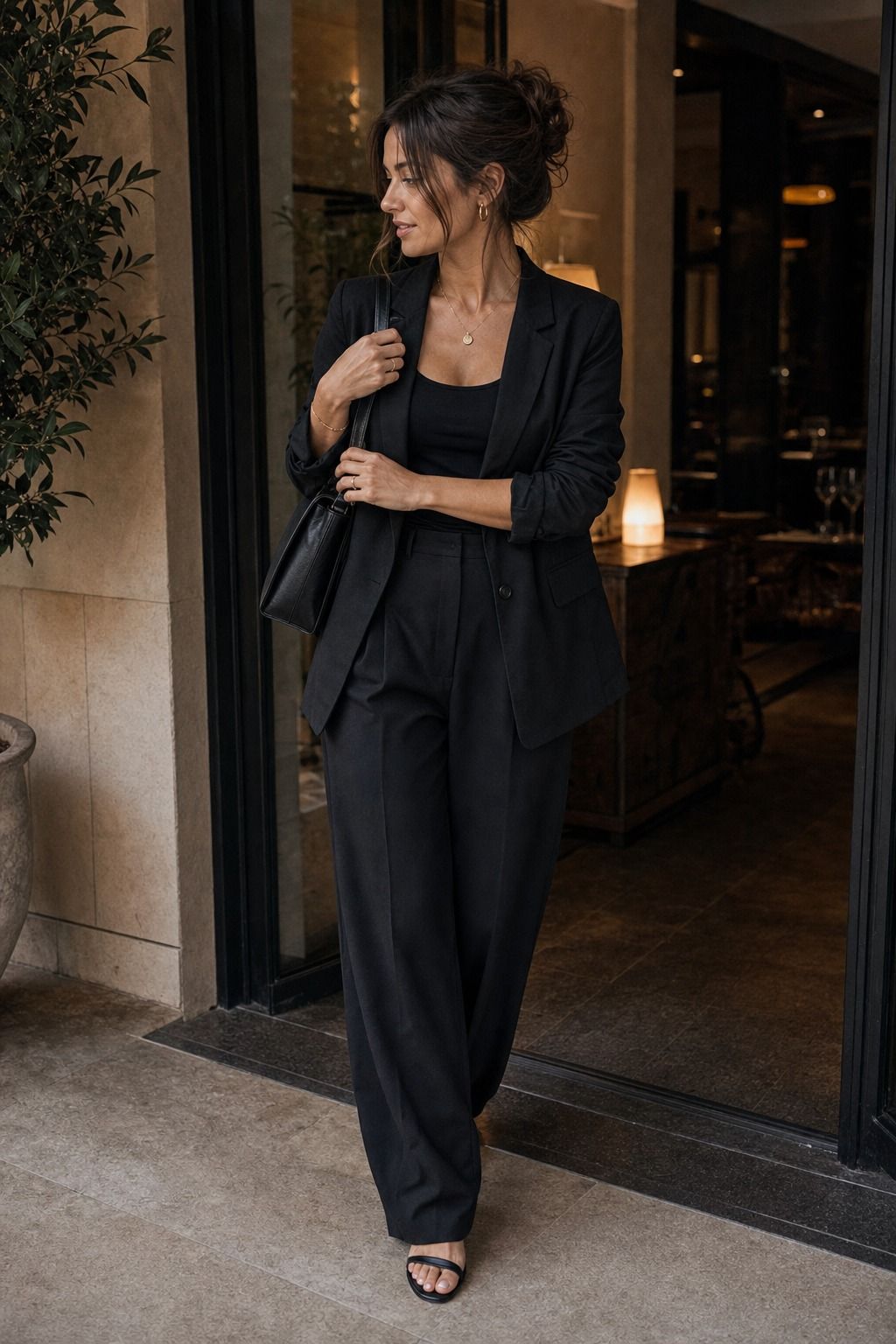 Blazer or Soft Jacket for Dinner shown as a realistic Pretty Wild World image for 20 Travel Capsule Wardrobe Ideas That Fit Real Itineraries.
