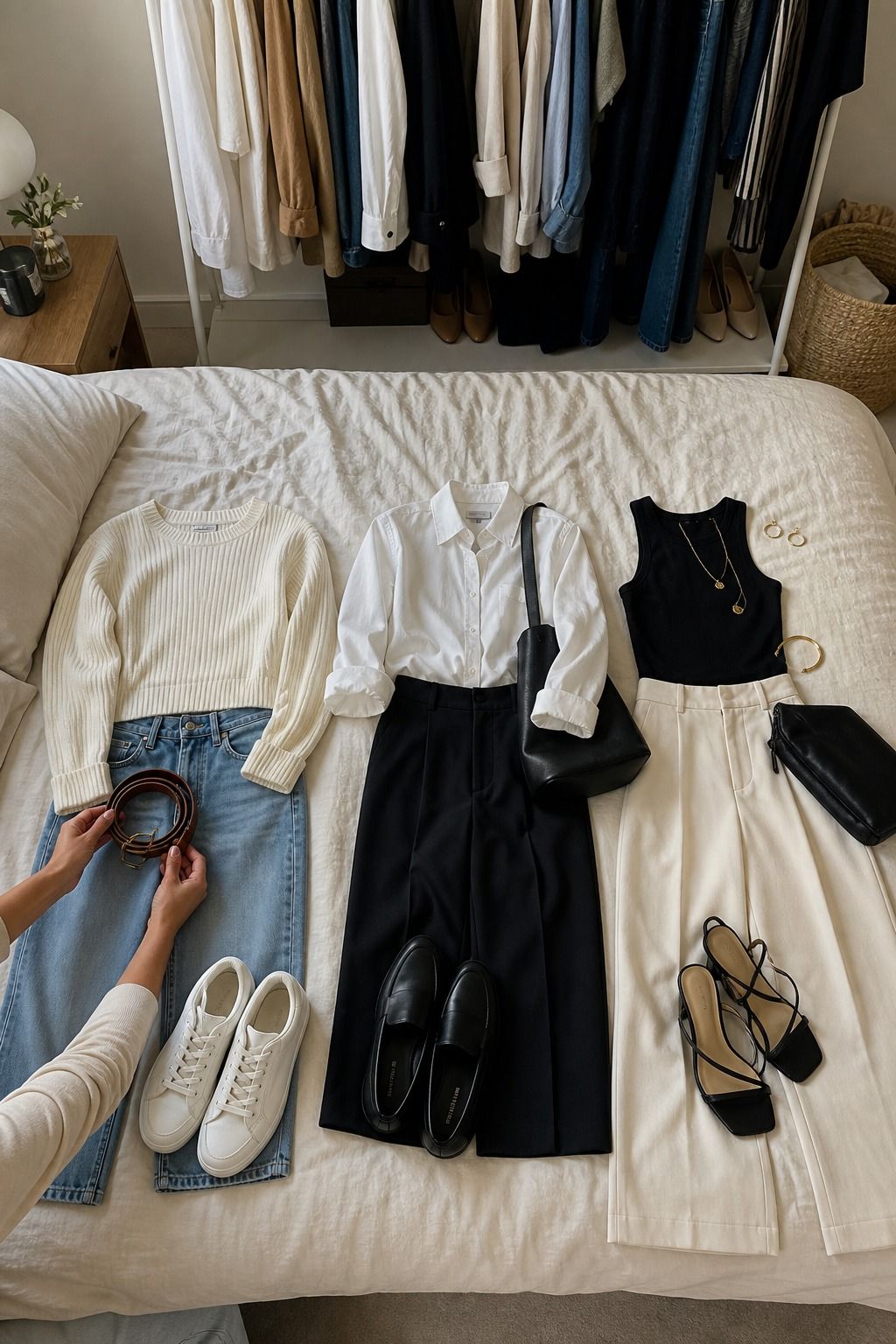 Two Shoe Travel Rotation shown as a realistic Pretty Wild World image for 20 Travel Capsule Wardrobe Ideas That Fit Real Itineraries.