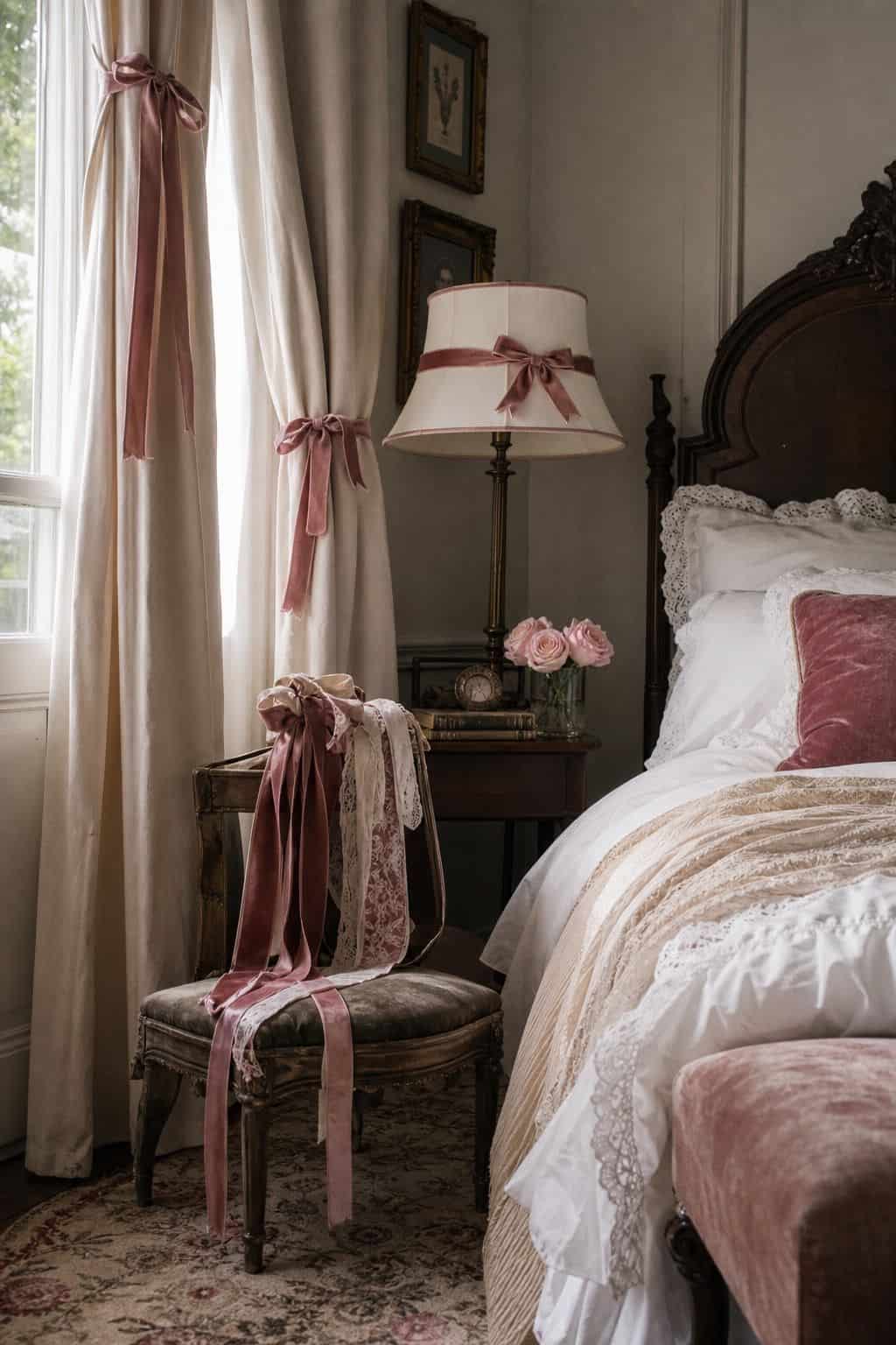 Whimsigoth bedroom with jewel-tone bedding and moody layered decor