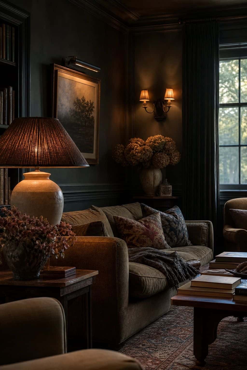 A soft coquette living room with a blush pink slipcovered sofa, cream walls, vintage floral pillows, and warm brass accents styled in natural daylight. The relaxed sofa fabric, layered textures, and romantic details show how one feminine anchor piece can make the whole room feel pretty, inviting, and lived in without looking overly staged. It also gives readers a clear visual cue for building a cozy romantic seating area around one statement sofa.