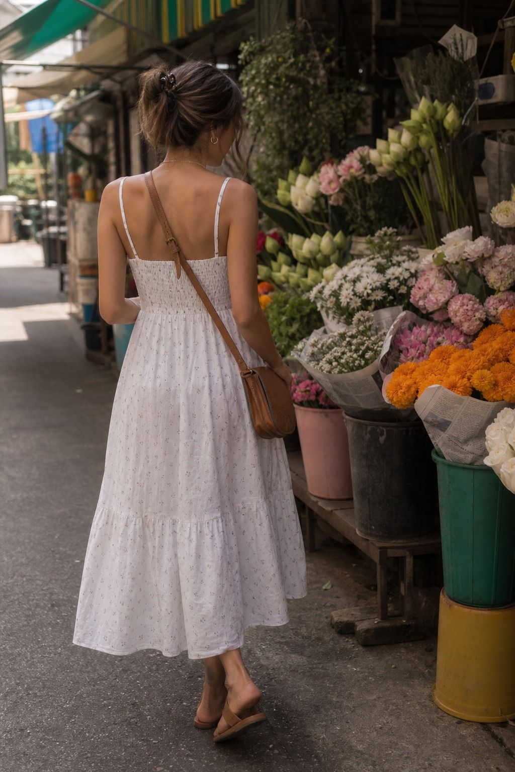 The Cotton Sundress and Crossbody Combo shown as a realistic Pretty Wild World image for 15 Bangkok Outfit Ideas.