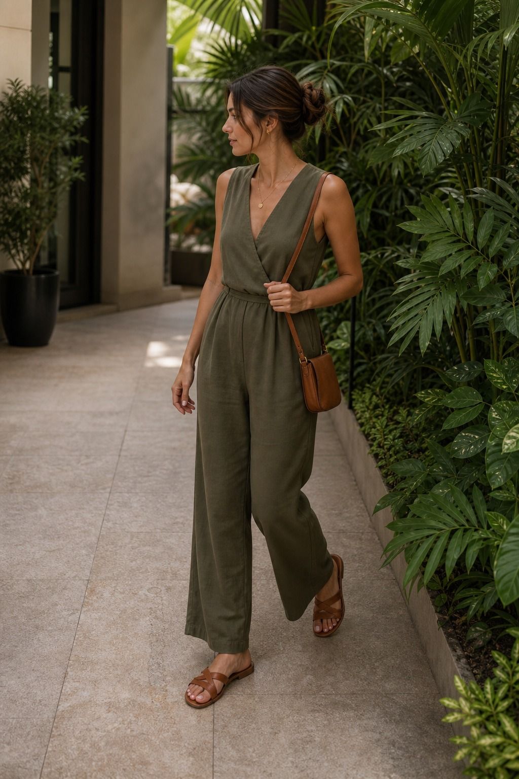The Jumpsuit With Flat Sandals shown as a realistic Pretty Wild World image for 15 Bangkok Outfit Ideas.