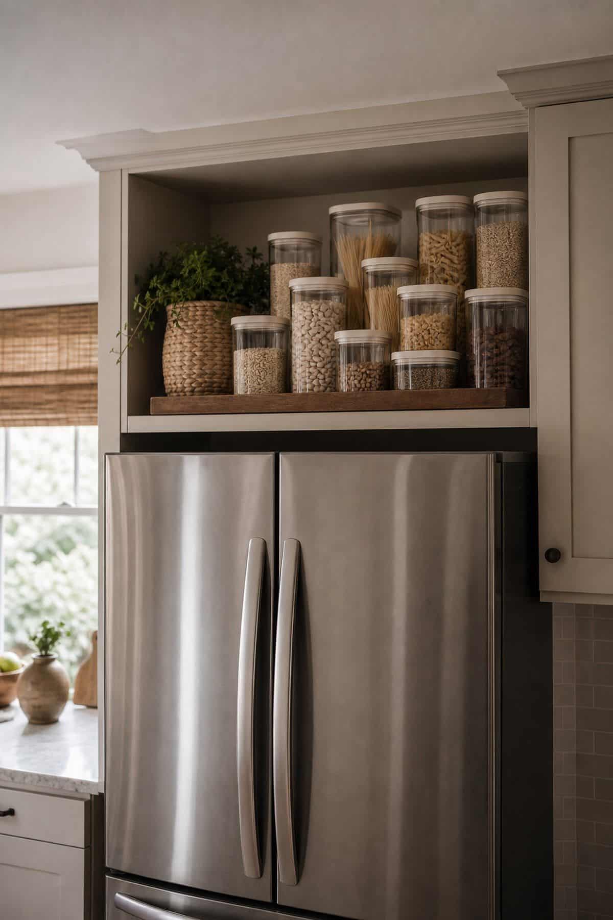 Use Glass Jars to Store Cereal and Granola Within Reach shown as a realistic Pretty Wild World image for 15 Breakfast Counter in Kitchen Ideas for a Warm, Beautifully Styled Kitchen.