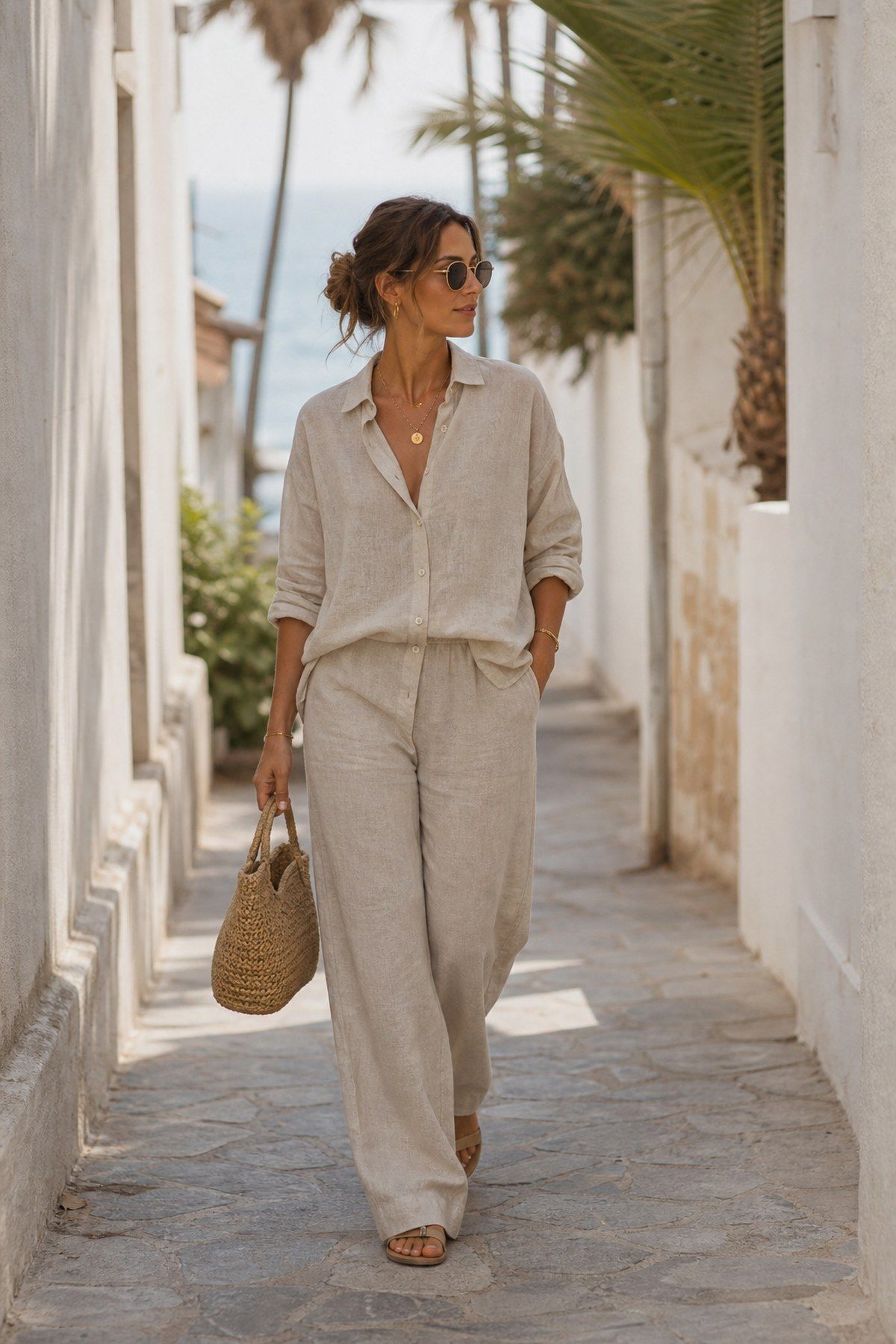 A Linen Set That Looks Intentional shown as a realistic Pretty Wild World image for 15 Casual Beach Outfit Ideas.