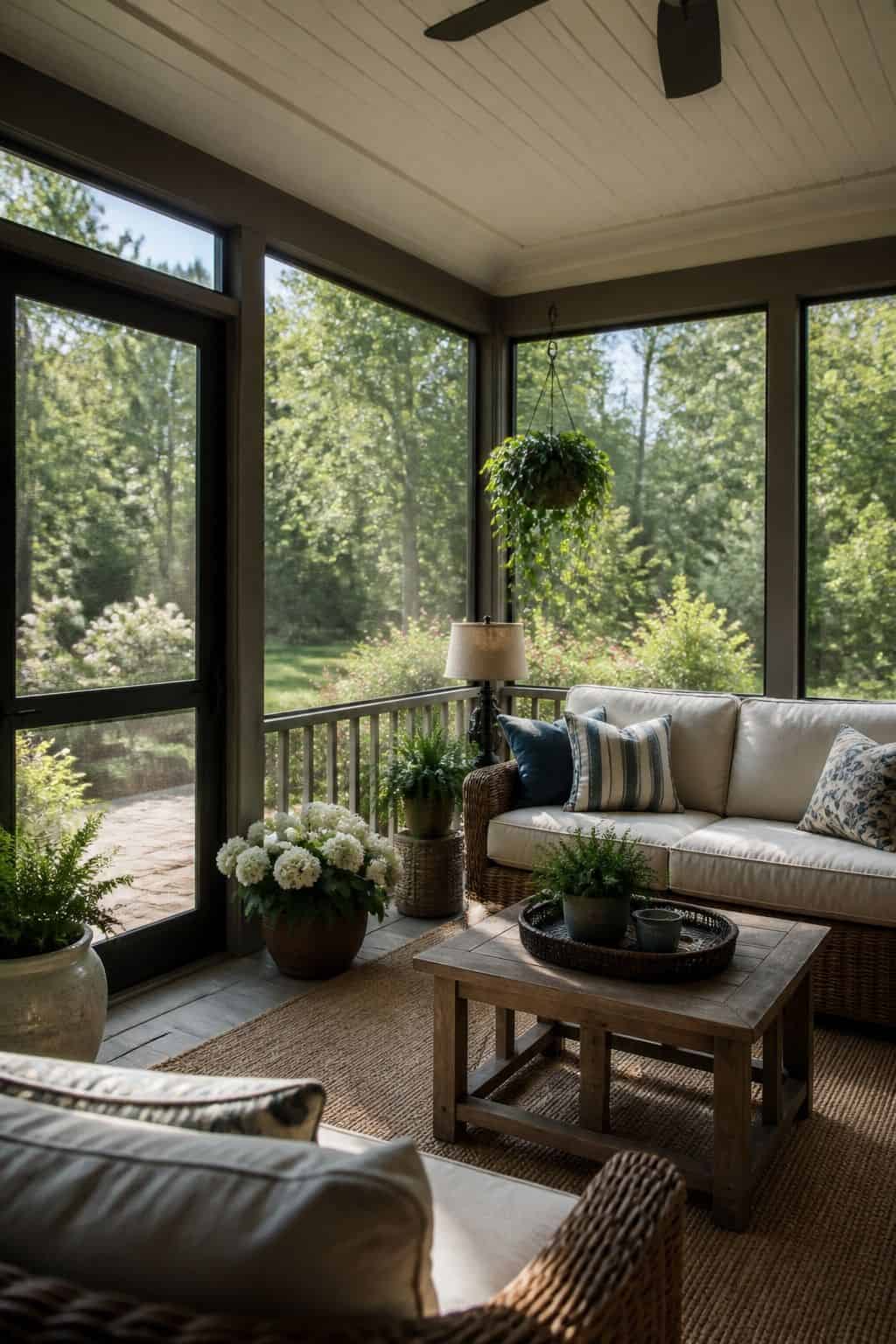 Construct a Screened Porch to Keep Insects at Bay shown as a realistic Pretty Wild World image for 15 Covered Outdoor Patio Ideas for an Effortless Outdoor Living Aesthetic.