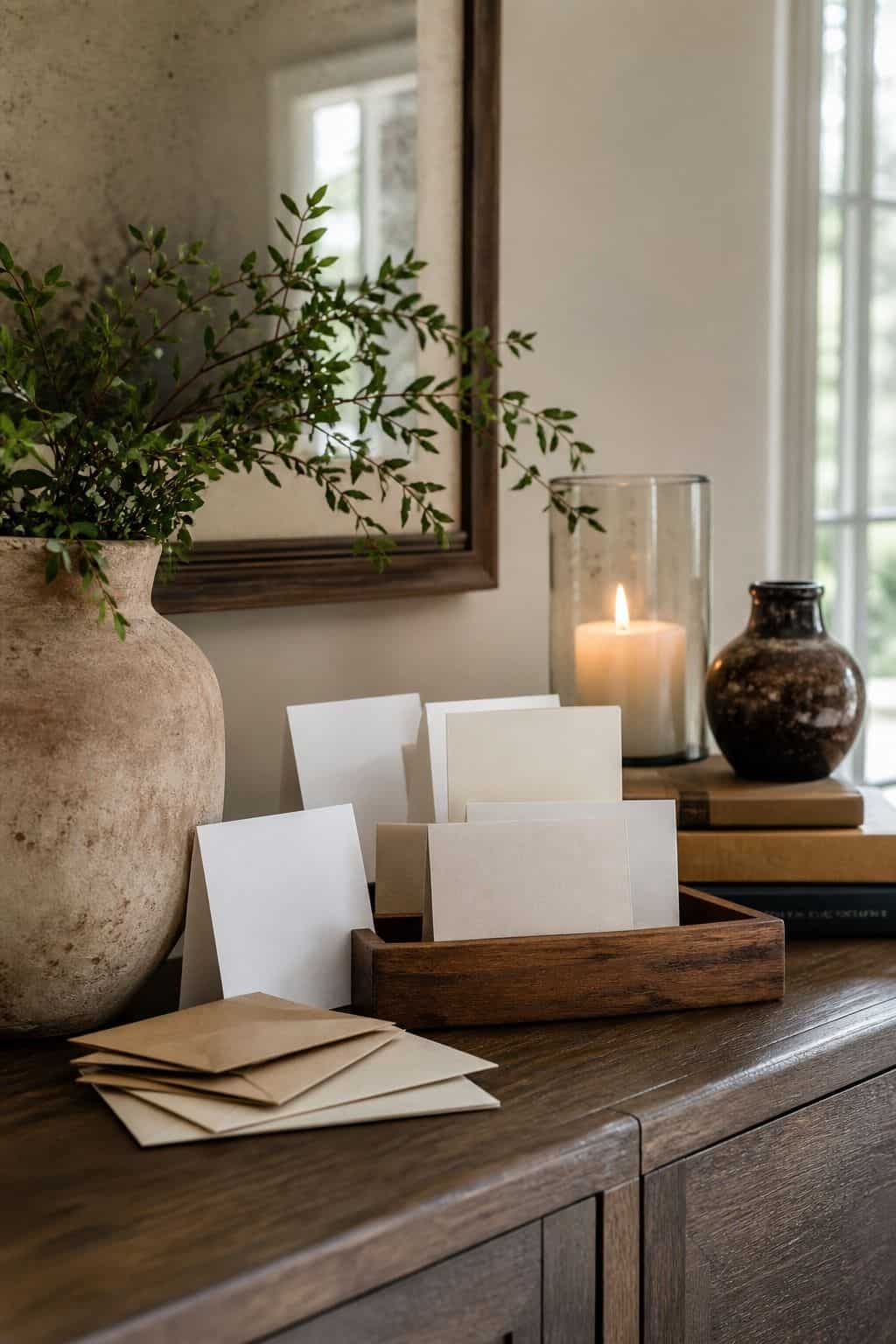 Add a small card display shown as a realistic Pretty Wild World image for 16 Father's Day Home Decor Ideas for a Warm and Personal Celebration.