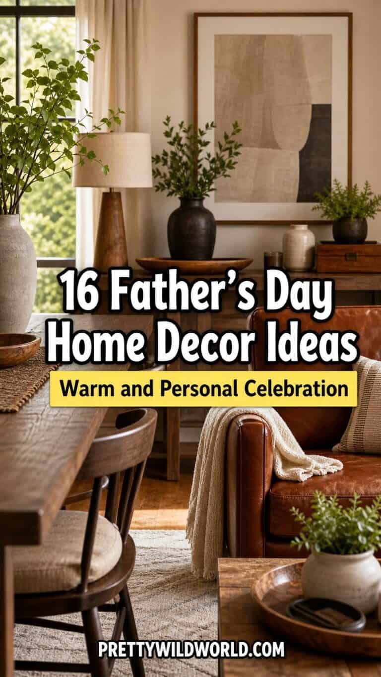 Pinterest pin for 16 Father's Day Home Decor Ideas for a Warm and Personal Celebration from Pretty Wild World.