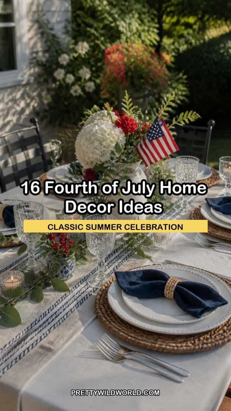 Pinterest pin for 16 Fourth of July Home Decor Ideas for a Classic Summer Celebration from Pretty Wild World.
