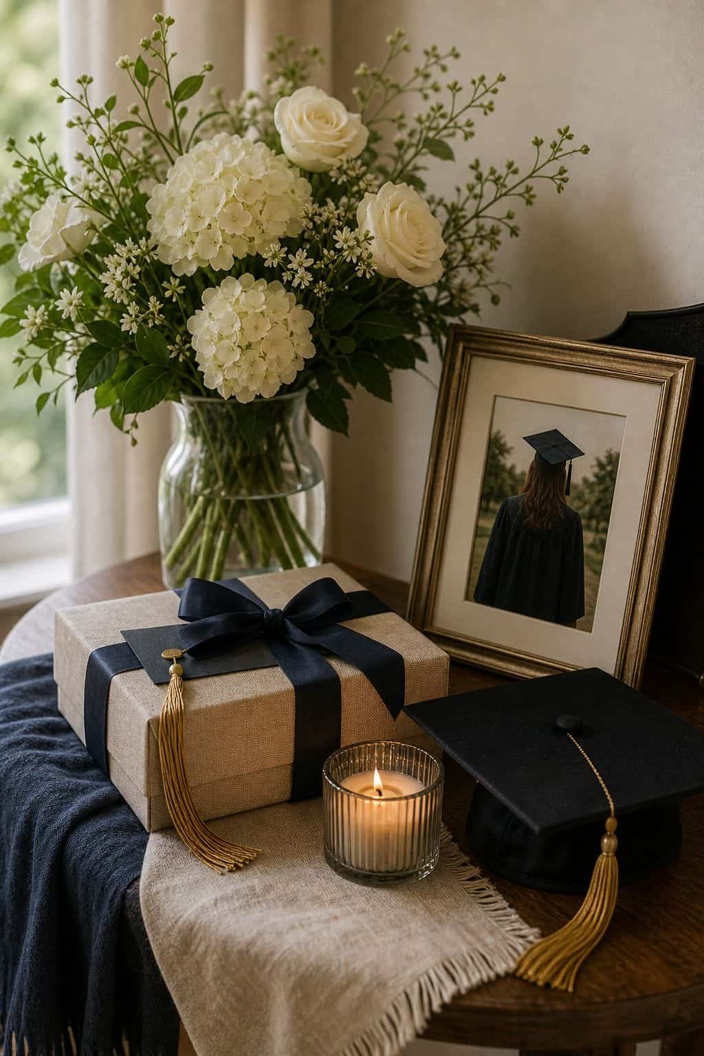 Finish with one personal surprise shown as a realistic Pretty Wild World image for 16 Graduation Home Decor Ideas for a Polished Celebration.