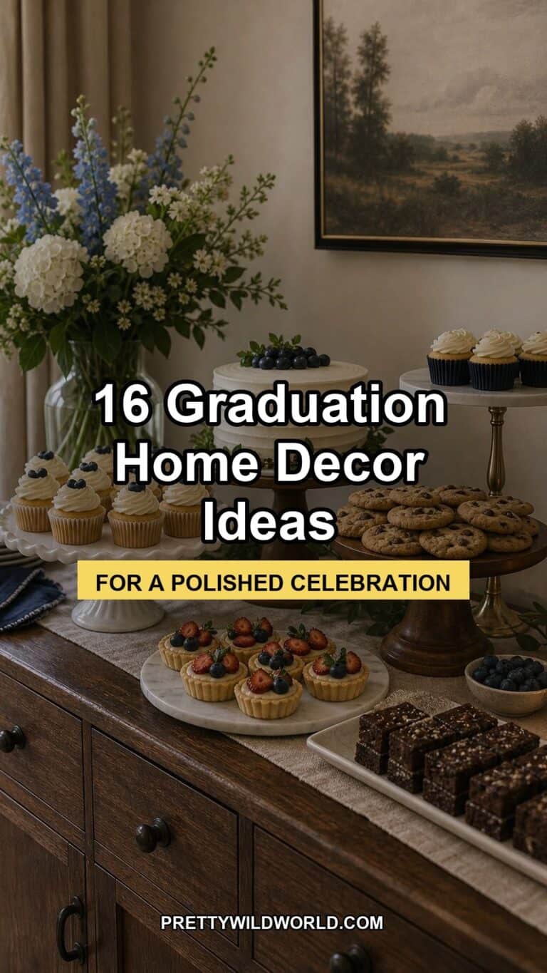 Pinterest pin for 16 Graduation Home Decor Ideas for a Polished Celebration from Pretty Wild World.