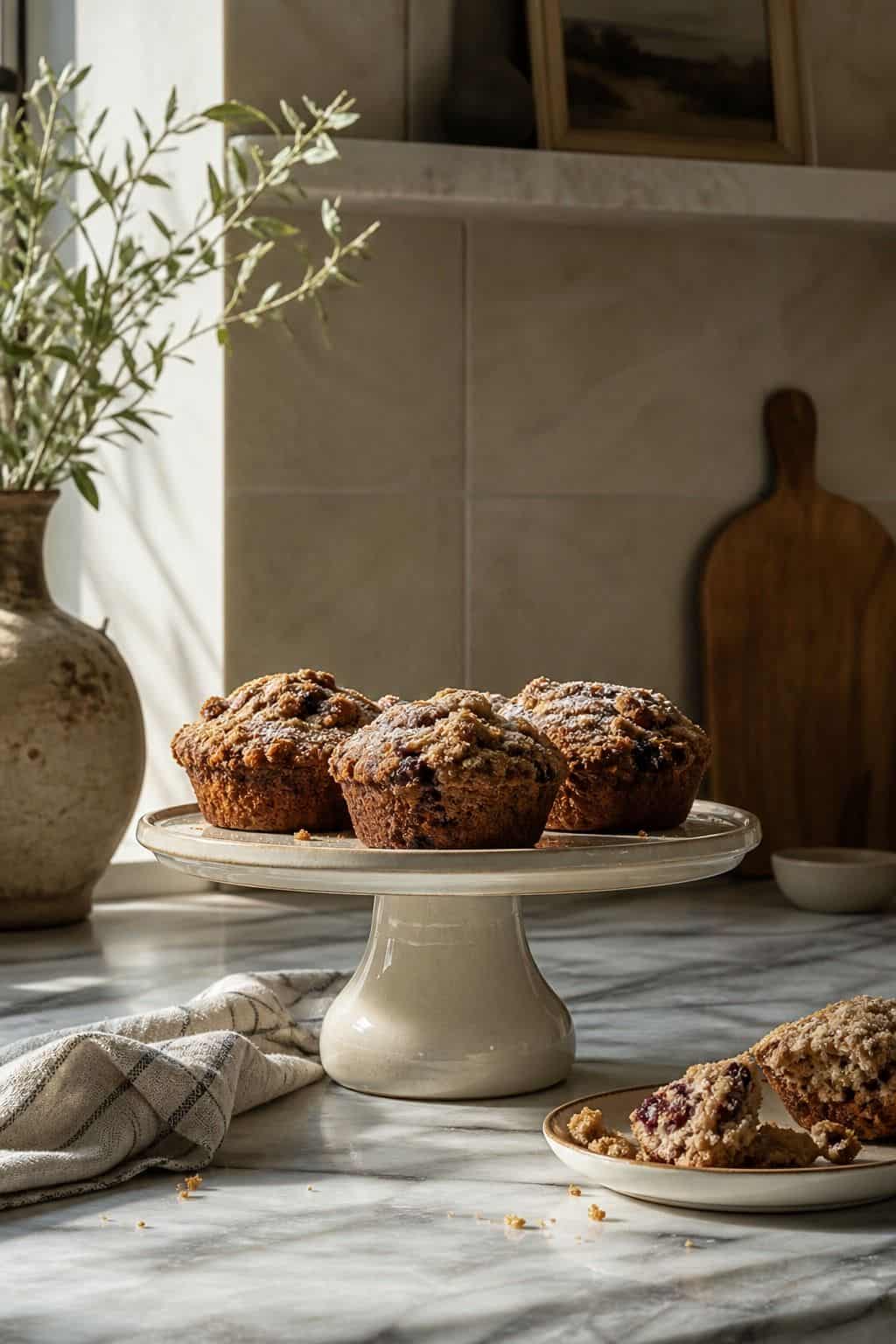 Show Off Baked Goods on an Elegant Pedestal Stand shown as a realistic Pretty Wild World image for 15 Kitchen Counter Decor Ideas for a Warm, Beautifully Styled Kitchen.