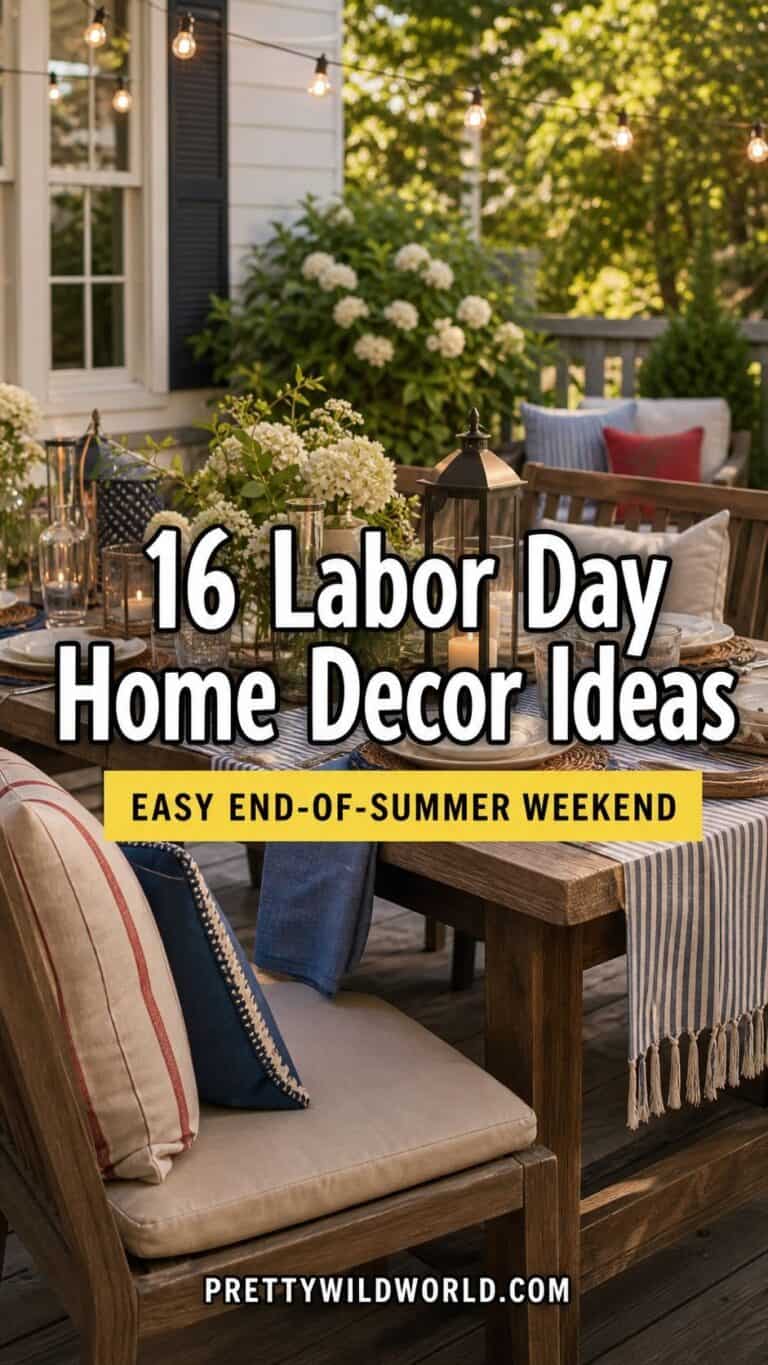 Pinterest pin for 16 Labor Day Home Decor Ideas for an Easy End-of-Summer Weekend from Pretty Wild World.