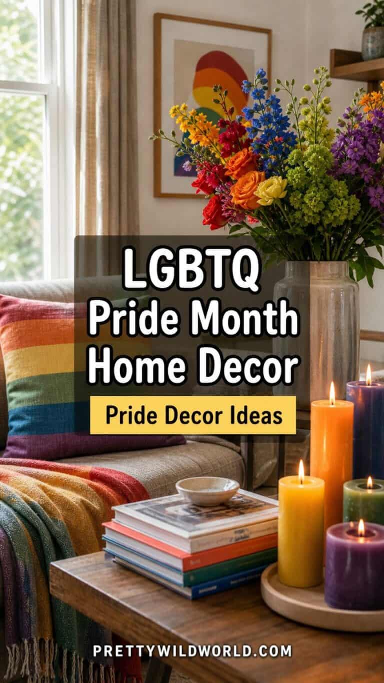 Pinterest pin for 16 LGBTQ Pride Month Home Decor Ideas That Feel Joyful and Thoughtful from Pretty Wild World.