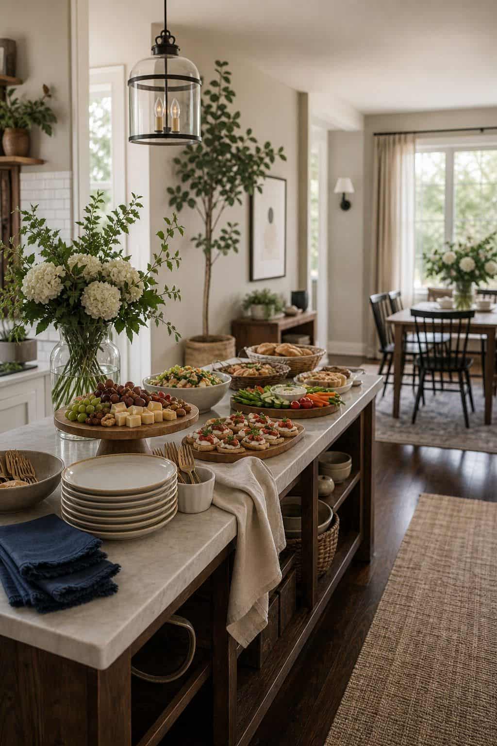 Prepare the brunch table the night before shown as a realistic Pretty Wild World image for 16 Mother's Day Home Decor Ideas for a Thoughtful Spring Celebration.