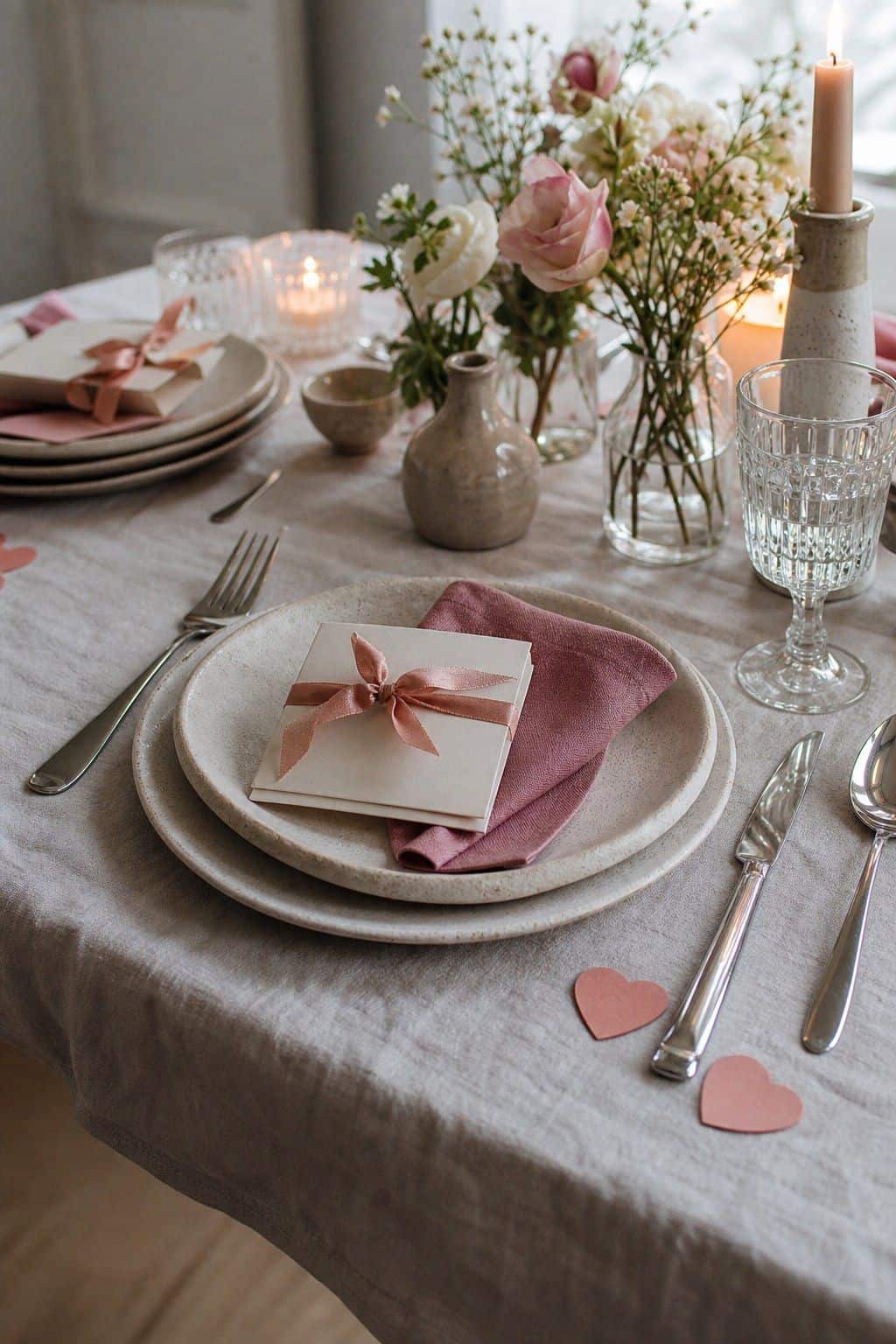 Use a low floral centerpiece shown as a realistic Pretty Wild World image for 16 Mother's Day Home Decor Ideas for a Thoughtful Spring Celebration.