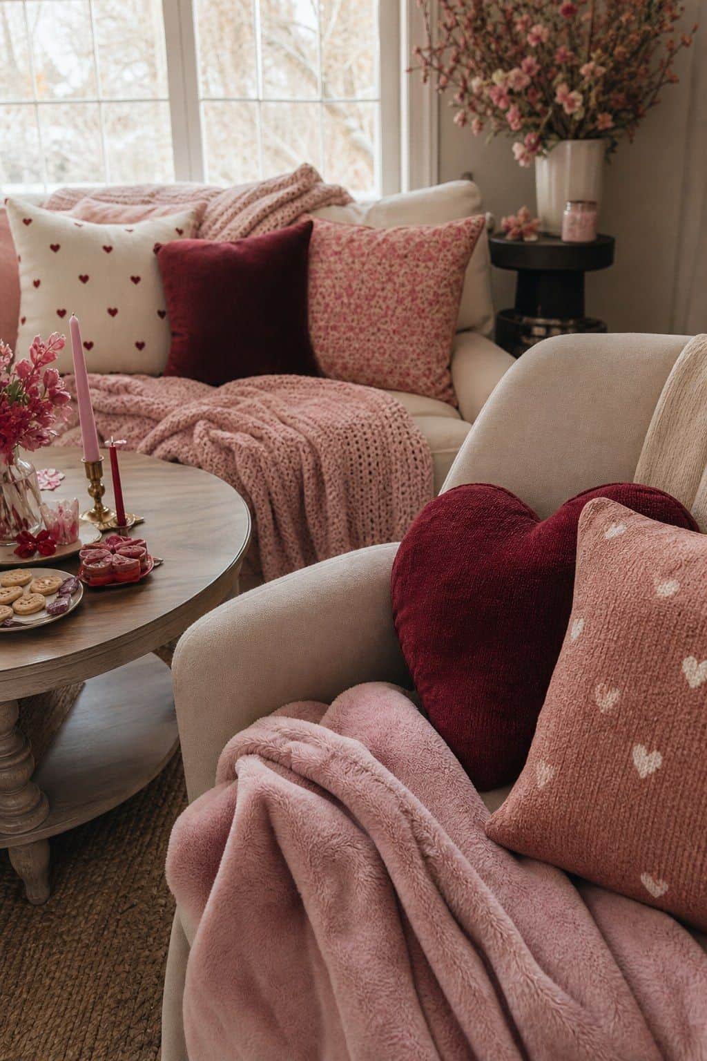 Add floral pillows or lightweight throws shown as a realistic Pretty Wild World image for 16 Mother's Day Home Decor Ideas for a Thoughtful Spring Celebration.