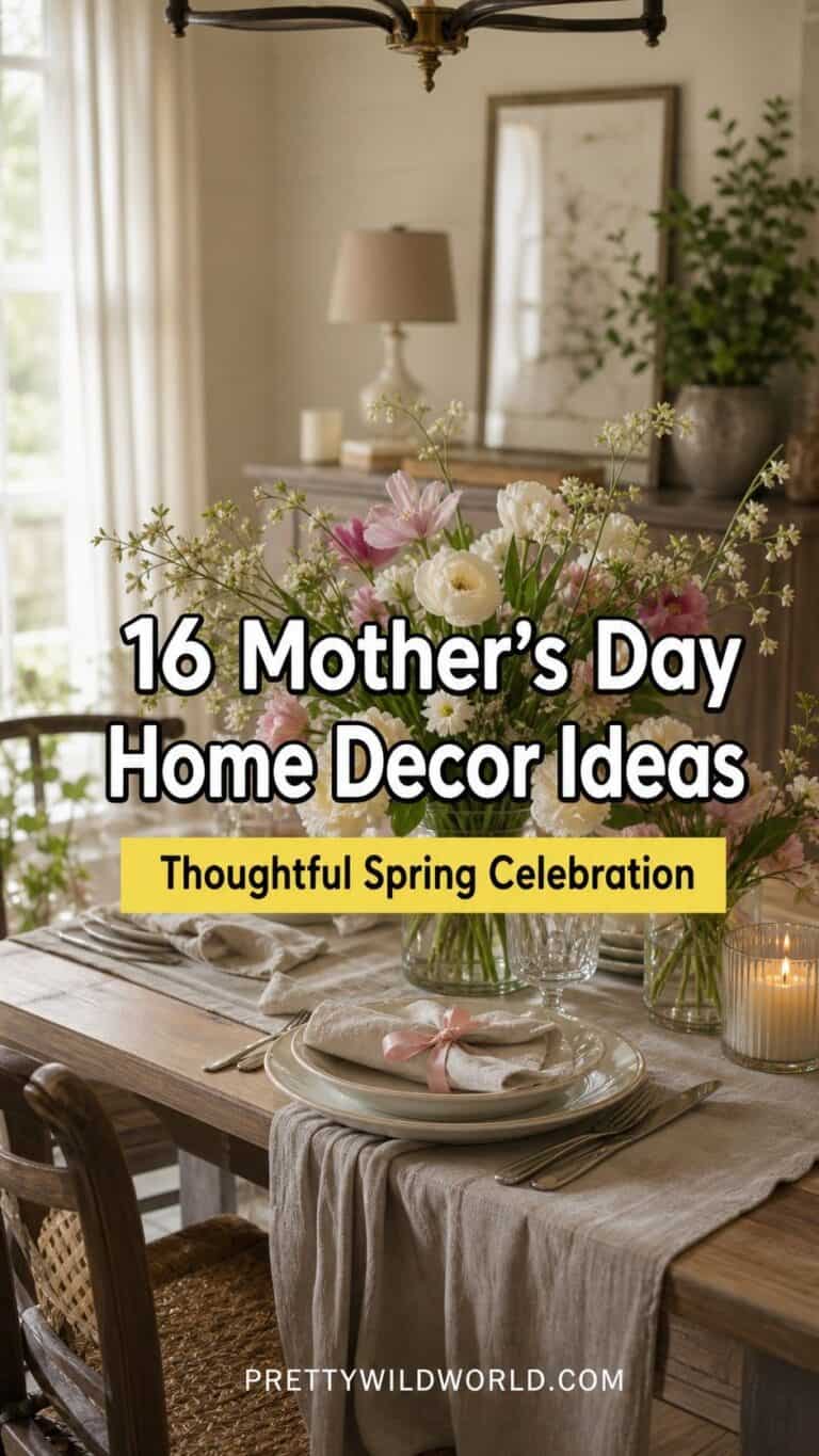 Pinterest pin for 16 Mother's Day Home Decor Ideas for a Thoughtful Spring Celebration from Pretty Wild World.