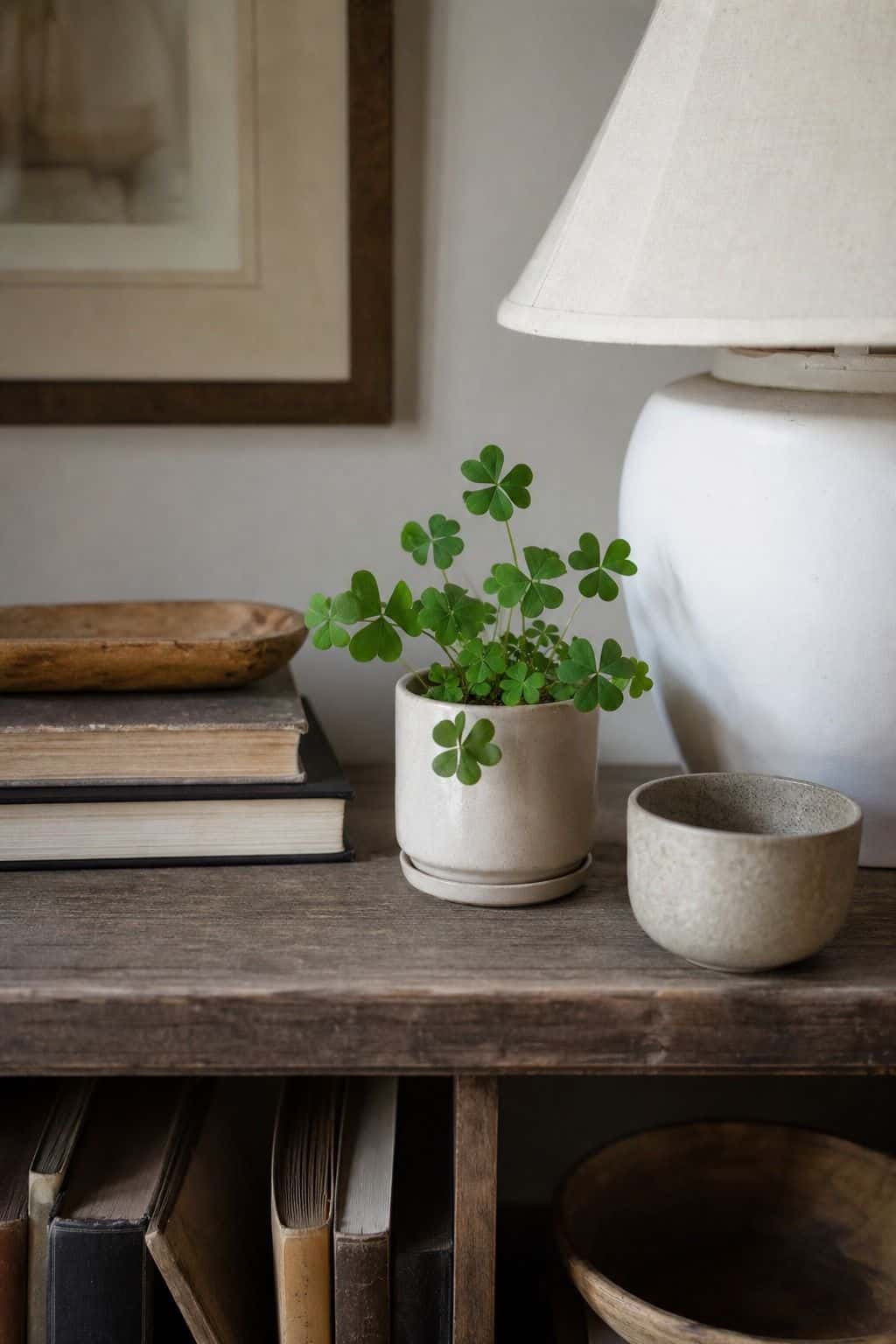 Use shamrocks sparingly shown as a realistic Pretty Wild World image for 16 St. Patrick's Home Decor Ideas That Feel Green, Gold, and Grown Up.