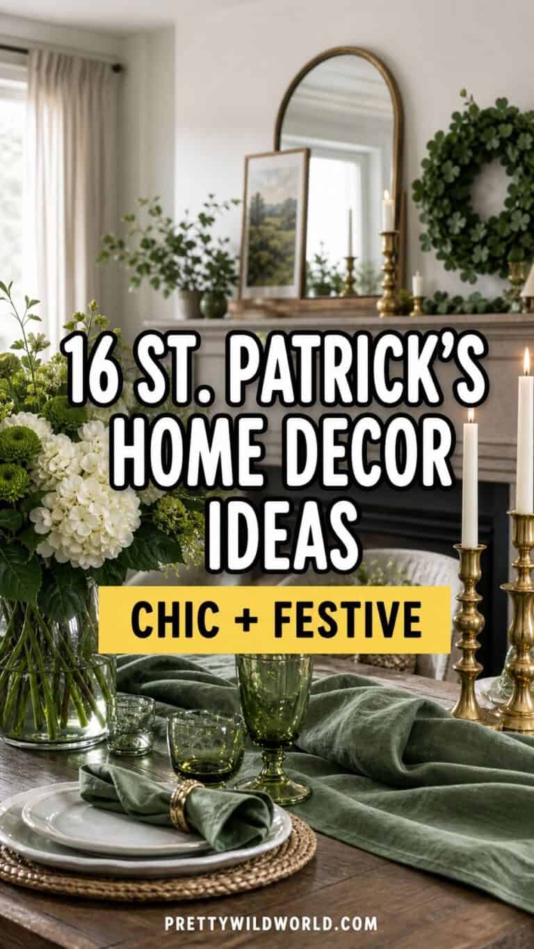 Pinterest pin for 16 St. Patrick's Home Decor Ideas That Feel Green, Gold, and Grown Up from Pretty Wild World.